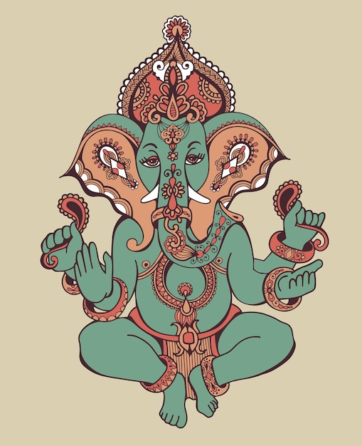 Señor hindú ganesha dibujo ornamentado dibujo tatuaje yoga