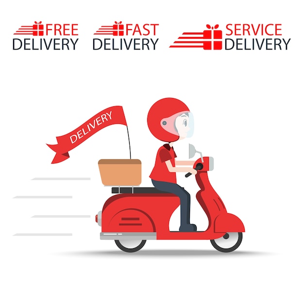 Servicio de motocicleta ride delivery aislado | Vector Premium