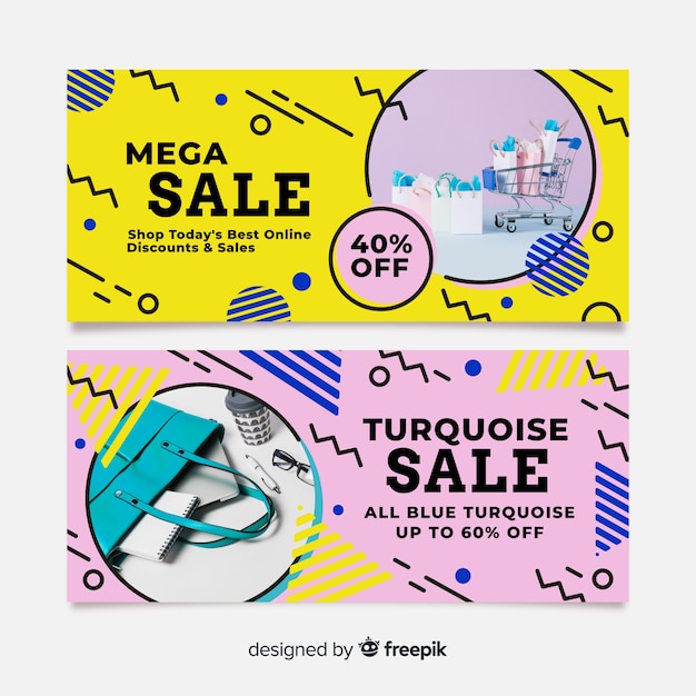 Set de banners de compra de ropa vector gratuito