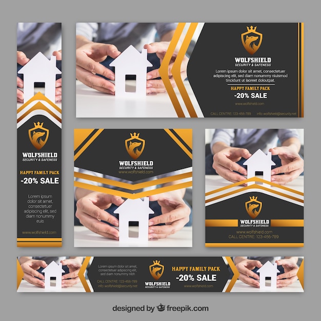 Set De Banners De Inmobiliaria Vector Premium