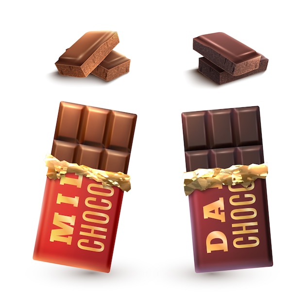 Set de barras de chocolate | Vector Gratis