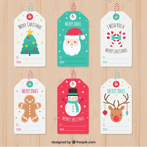 Set De Bonitas Etiquetas De Navidad Vector Premium 