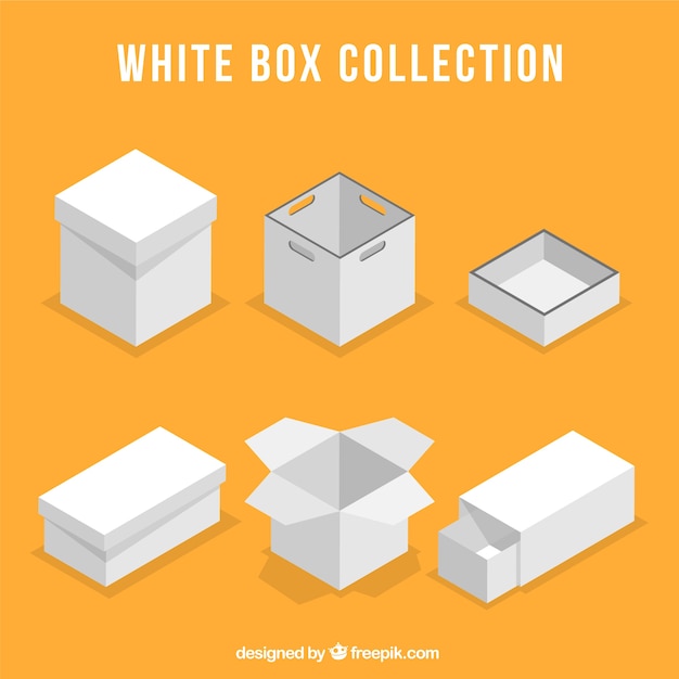 Download Set de cajas blancas para envío en estilo plano | Vector ...