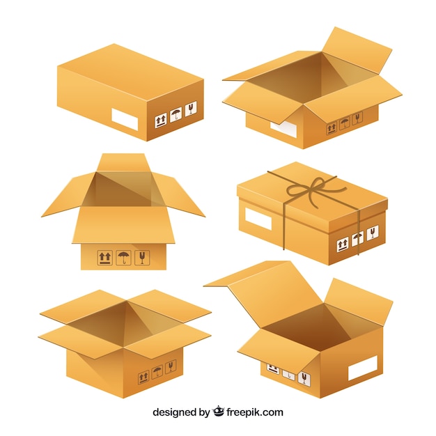 Download Set de cajas de cartón para envío | Vector Gratis