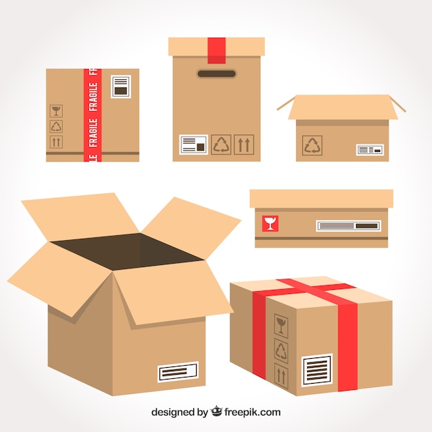 Download Set de cajas de cartón para envío | Vector Gratis