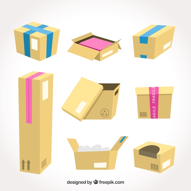 Download Set de cajas de cartón para envío | Vector Gratis