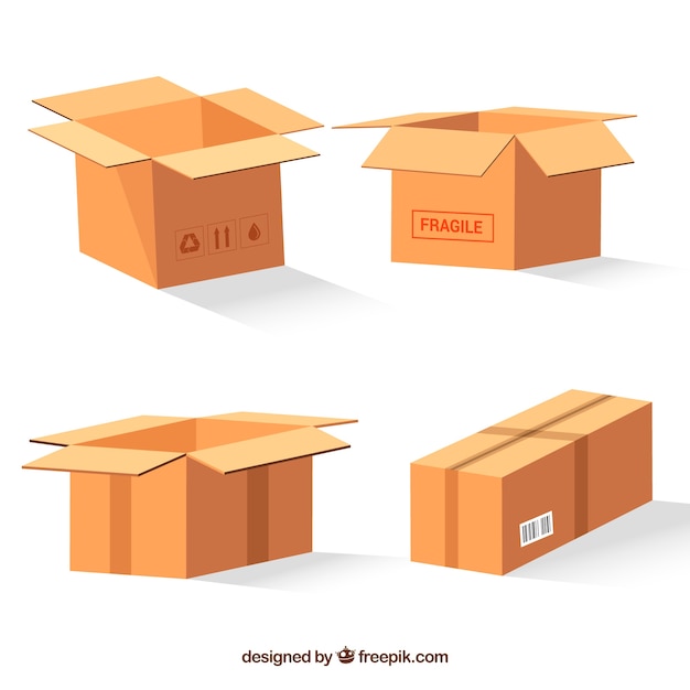 Download Set de cajas de cartón para envío | Vector Gratis