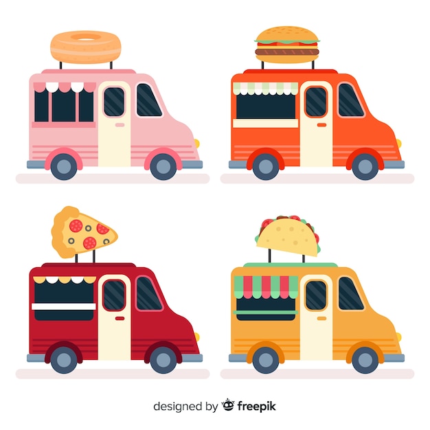 Set de camiones de comida | Vector Gratis