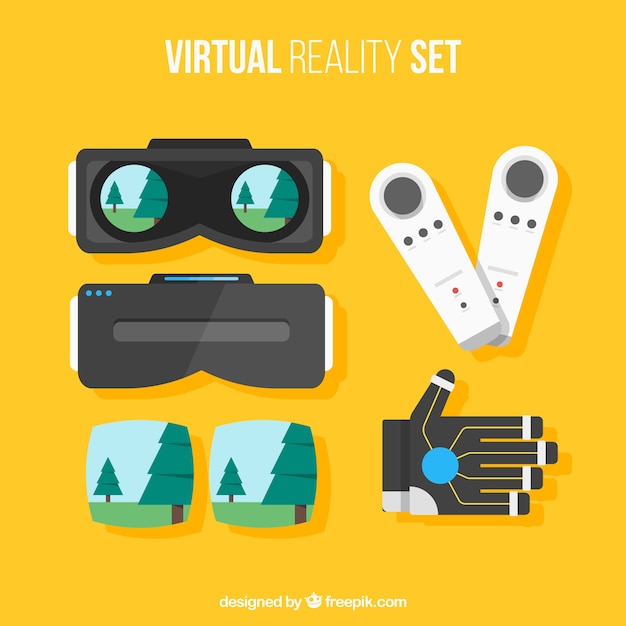 Set de elementos planos de realidad virtual | Descargar Vectores gratis