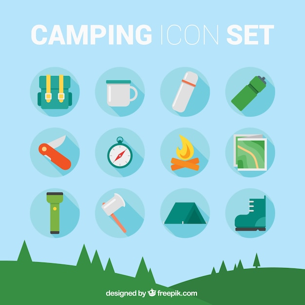 Set De Iconos De Camping Descargar Vectores Gratis