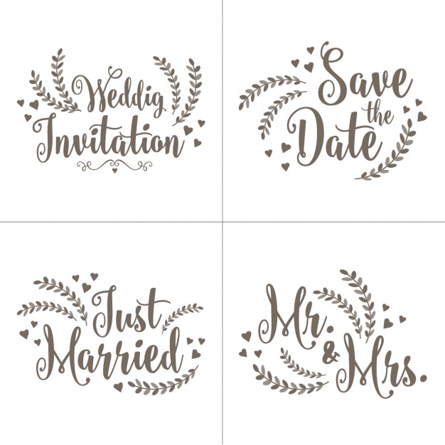 Set De Letterings Para Invitaciones De Boda Descargar Vectores Gratis