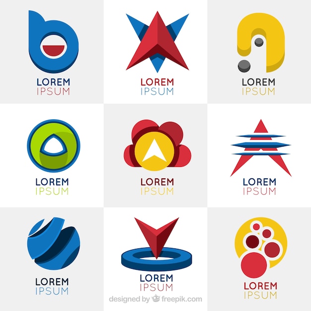 Set De Logotipos De Empresa Con Formas Coloridas Descargar Vectores