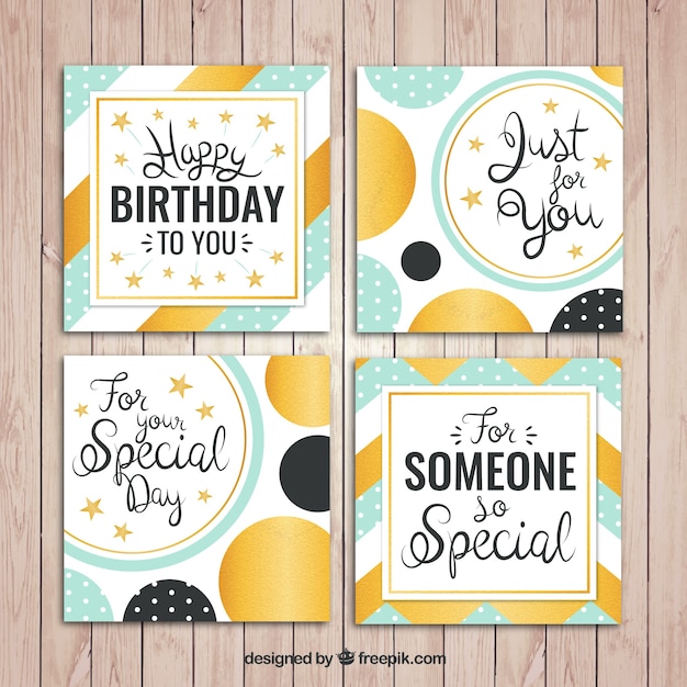 Set de tarjetas de cumpleaños abstractas con detalles 