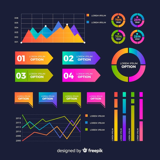 Set de elementos de infografías vector gratuito