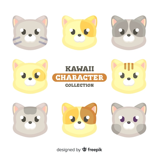 Set de gatos en estilo kawaii | Vector Gratis