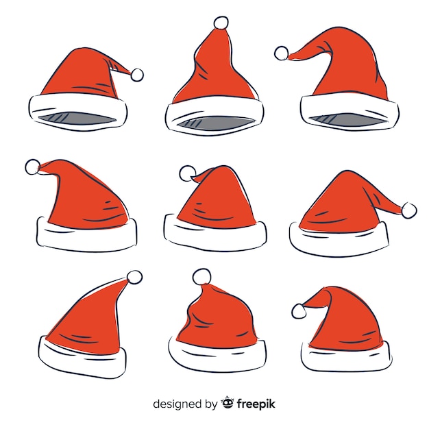 Set De Gorros Navideños Vector Gratis 0710