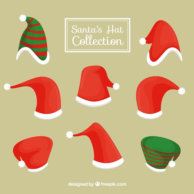 Set de gorros de santa claus | Vector Gratis