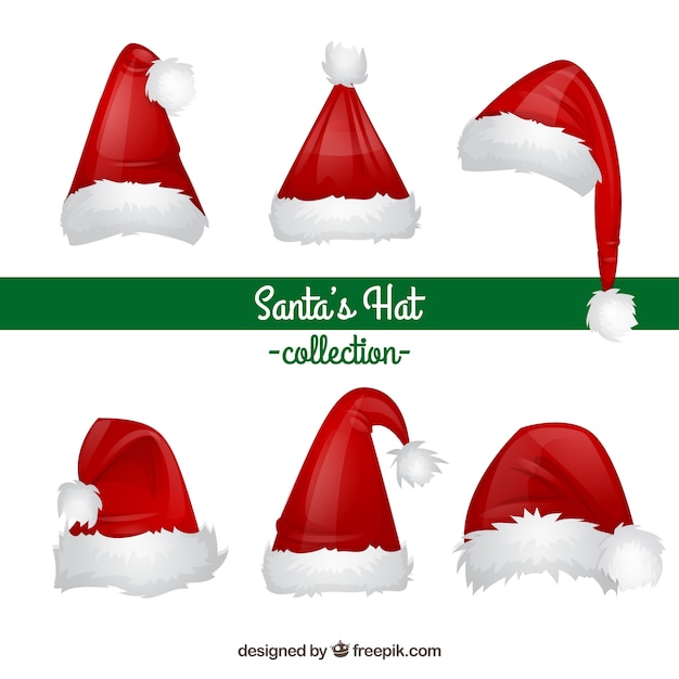 Set de gorros de santa claus | Vector Gratis