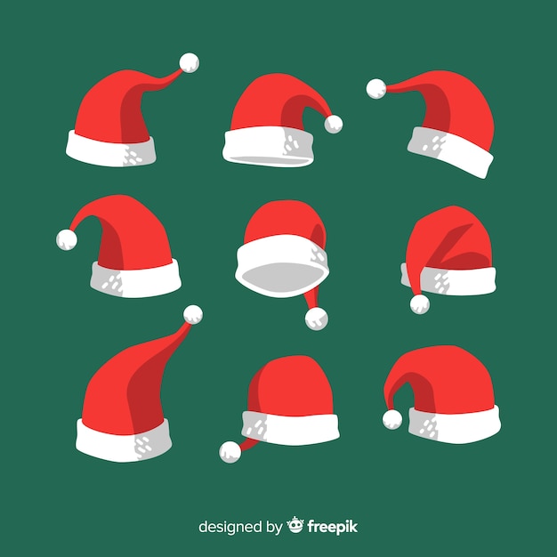 Set de gorros de santa claus | Vector Gratis