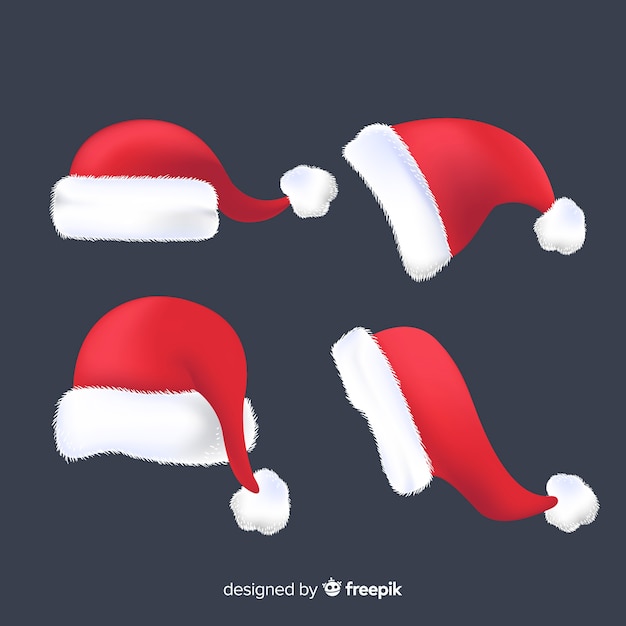 Set de gorros de santa claus | Vector Gratis