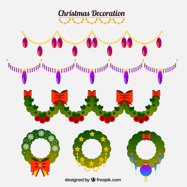 Set de guirnaldas navideñas de decoración | Vector Gratis