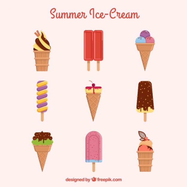 Set de helados de verano | Vector Gratis