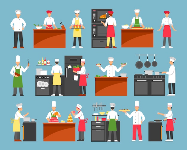 Set de iconos decorativos de cocina profesional vector gratuito