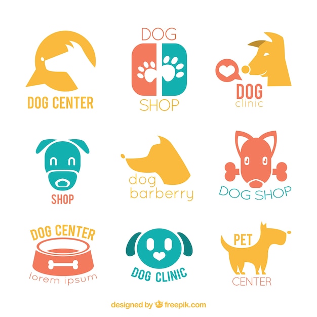 Set De Logos De Colores Para Perros Descargar Vectores Gratis