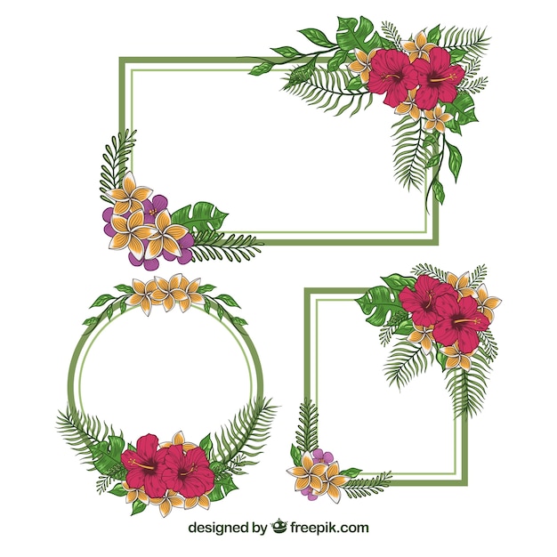 Set de marcos vintage con decoración floral | Vector Gratis