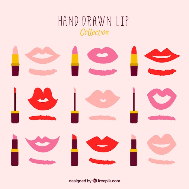 Set De Muestra De Pintalabios Con Labios Vector Gratis