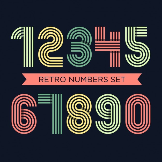 Set De Numeros Retro A Color Vector Gratis