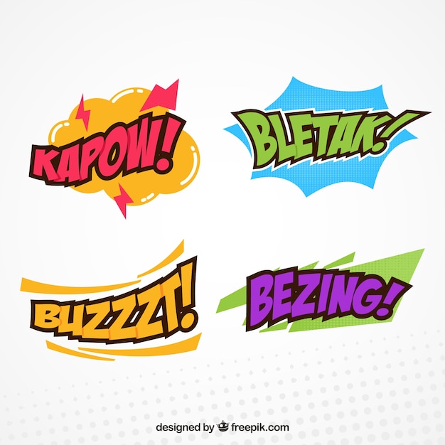 Set De Onomatopeyas De Comic | Vector Premium