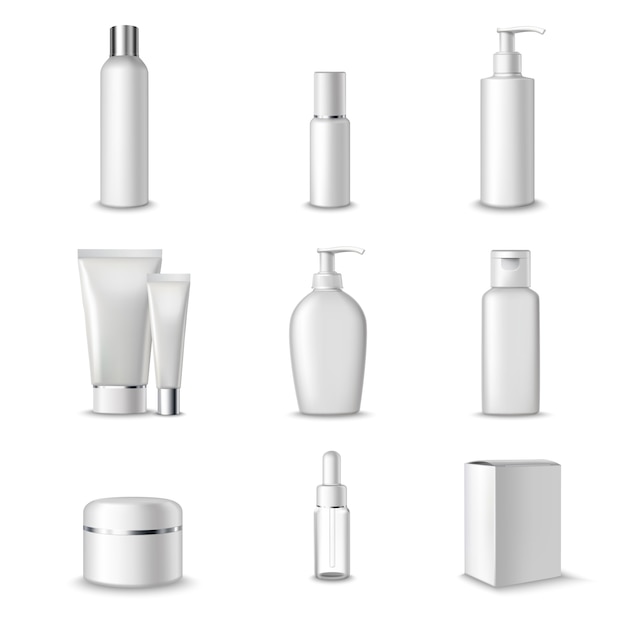 Set De Paquetes De Cosmeticos Vector Gratis