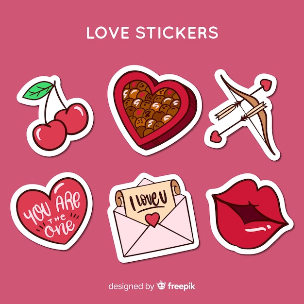 Set de pegatinas de amor Vector Gratis