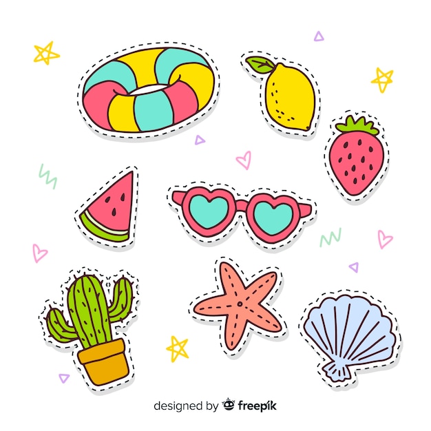 Set De Pegatinas De Verano Vector Gratis 8407