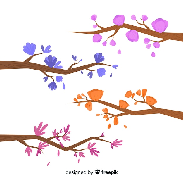 Set De Ramas Florales Vector Gratis