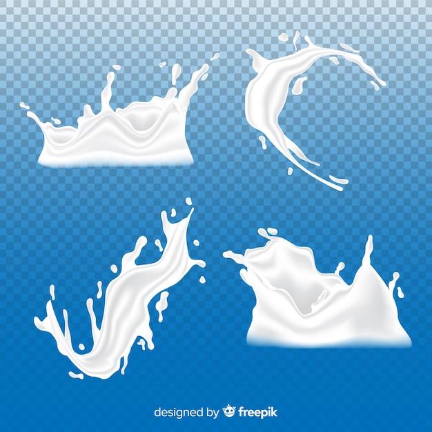 Set de salpicaduras de leche vector gratuito