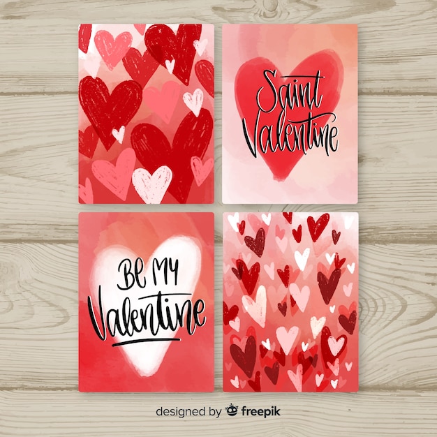 Set De Tarjetas De Amor Vector Gratis 0109