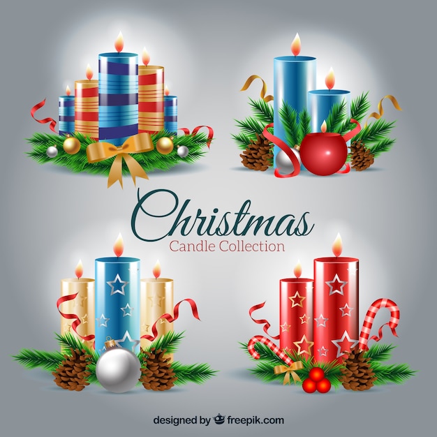 Set De Velas Navide As En Estilo Realista Vector Gratis