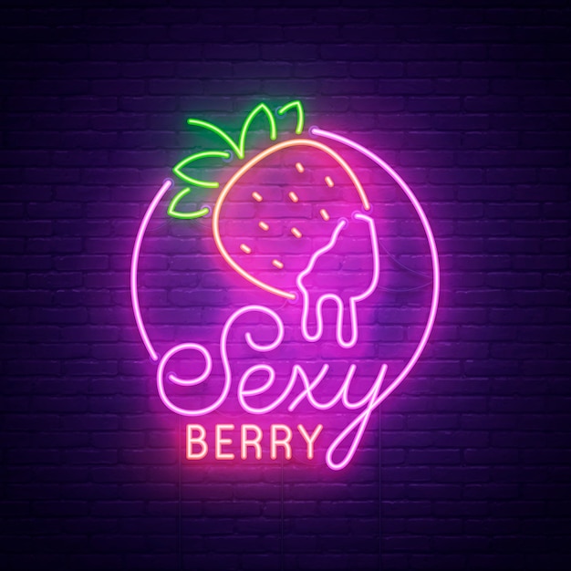 Sexy Berry Letrero De Neón Vector Premium