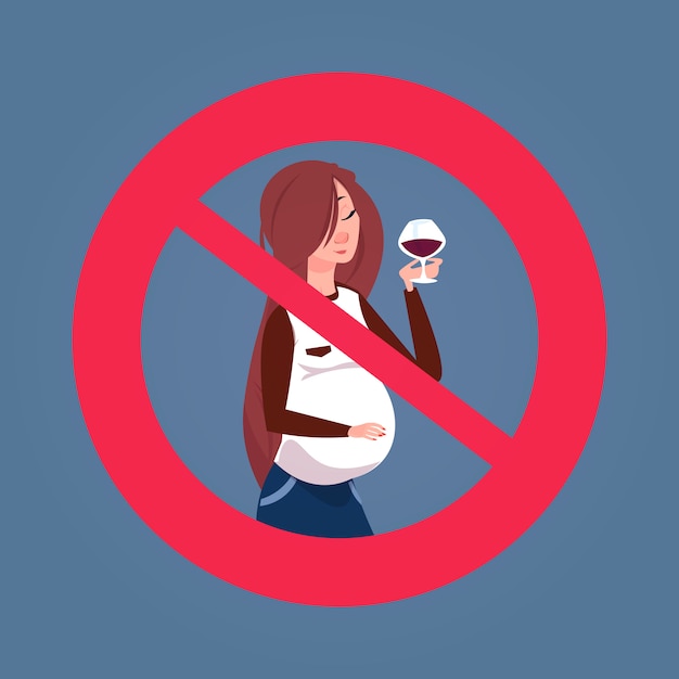 Signo Cruzado Con Embarazada Beber Alcohol | Vector Premium