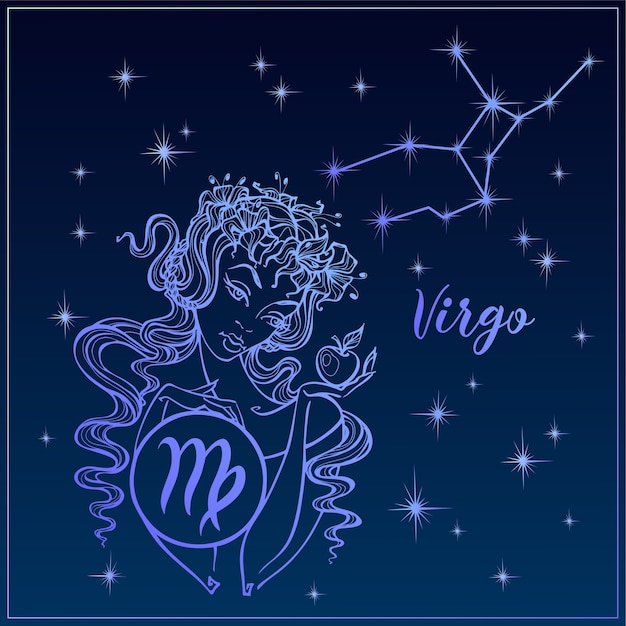 Signo Del Zodiaco Virgo Como Una Chica Hermosa Vector Premium