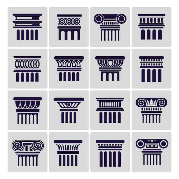 Silueta De Los Antiguos Iconos De La Columna De Arquitectura De Roma Vector Premium