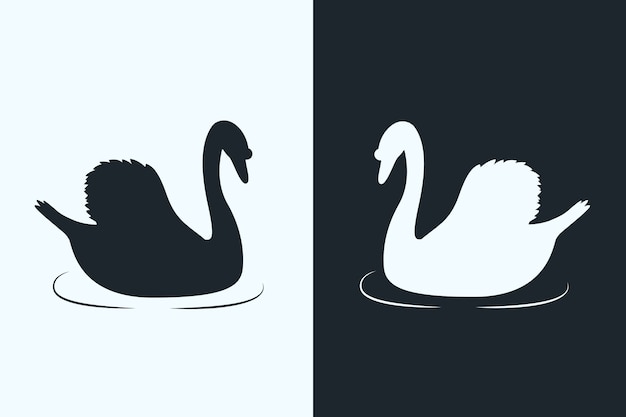 Silueta De Cisne En Dos Versiones Vector Gratis