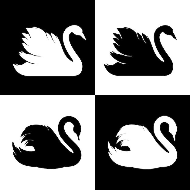 Silueta De Cisne Vector Gratis