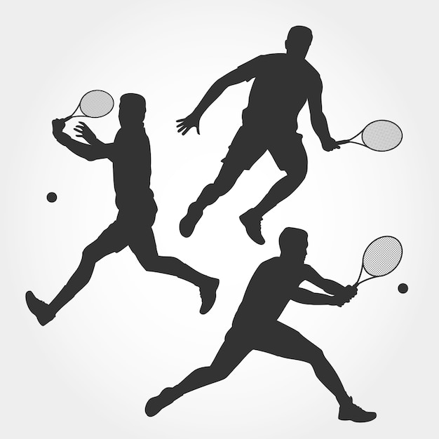 Silueta De Jugador De Tenis De Hombres Vector Premium