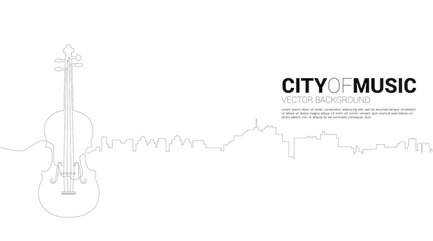 Silueta De Vector De Viol N Con Ciudad De Una L Nea Concepto De Ciudad