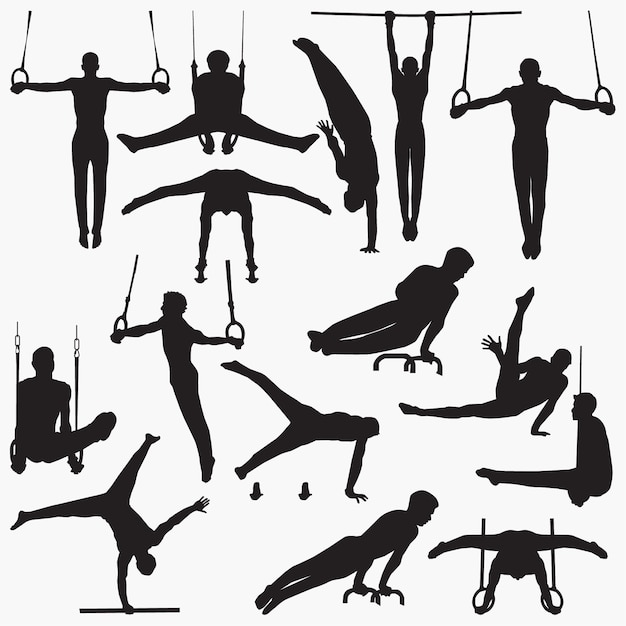 Siluetas de gimnasia Vector Premium