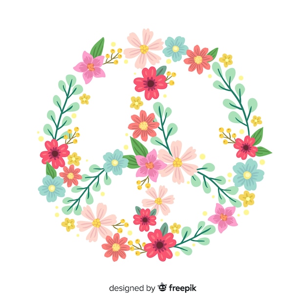 Símbolo De La Paz Adorable Con Estilo Floral Vector Gratis 6283