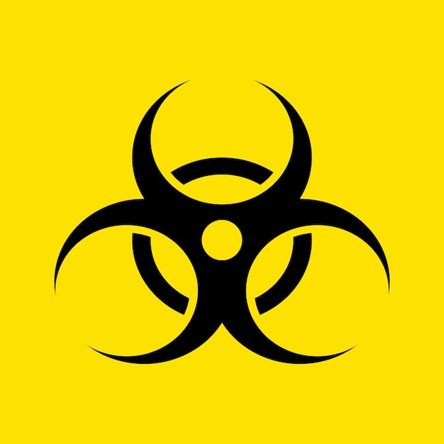 símbolo de riesgo biológico sobre fondo amarillo eps vectoriales 10